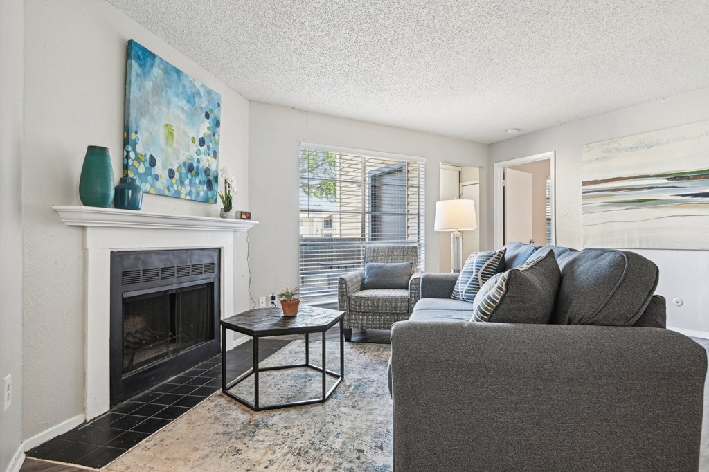 Model Living Room at Abbey Glenn Apartments, Waco, TX, 76706