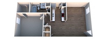 B One Bed One Bath Floorplan of 647 Sq.Ft. at Summerstone Apartments, Victoria, 77901