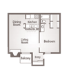 1 Bed 1 Bath Floor Plan 1 Bed 1 Bath Floor Plan at Abbey Glenn Apartments, Waco, TX, 76706