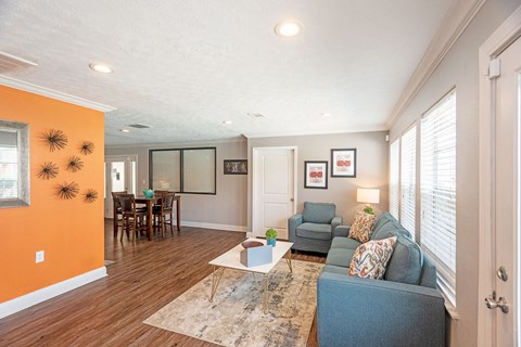 Sofa, Dinning Table in Living Room at Summerstone Apartments, Texas