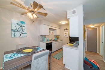 Dinning Area With Ceiling Fan Dinning Area With Ceiling Fan at Summerstone Apartments, Victoria, Texas - Photo Gallery 4