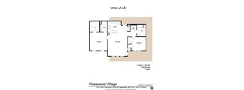 2 Bed 2 Bath Floor Plan at Rosewood Village, Maryland, 21742