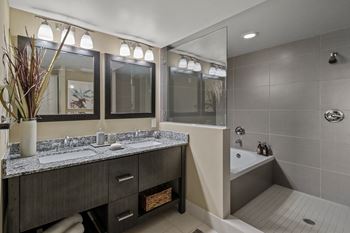 Tile Flooring throughout Living Room and Bathroom