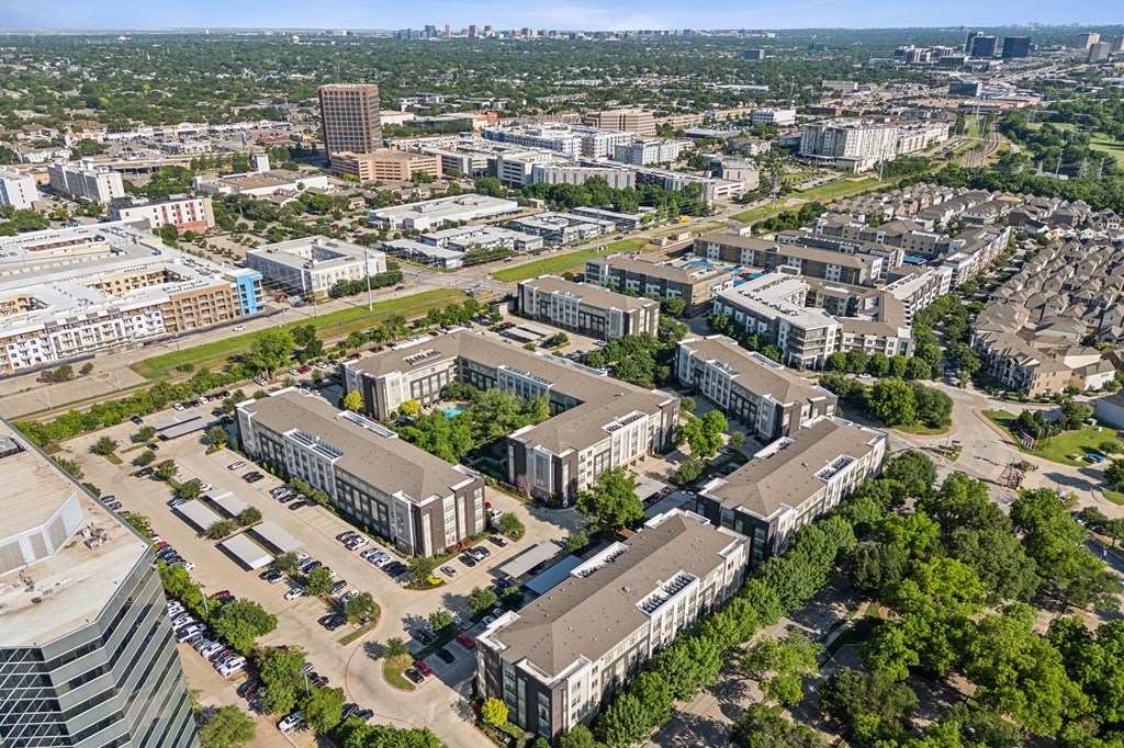 a view of the city from the air
