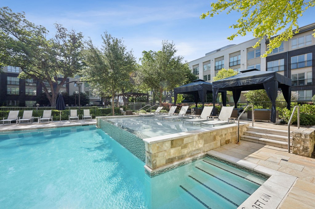 our apartments have a resort style pool with lounge chairs