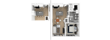 F 1 Bed 1 Bath, 758 Sq.Ft. Floor Plan at Everra Midtown Park, Texas