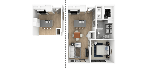F 1 Bed 1 Bath, 758 Sq.Ft. Floor Plan at Everra Midtown Park, Texas