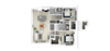 J 2 Bedroom 2 Bathroom Floor Plan J 2 Bedroom 2 Bathroom, 1,164-to1,176 Sq.Ft. Floor Plan at Everra Midtown Park, Dallas, 75231