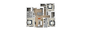 M 3 Bed, 2 Bath, 1,476 Sq.Ft. Floor Plan at Everra Midtown Park, Texas