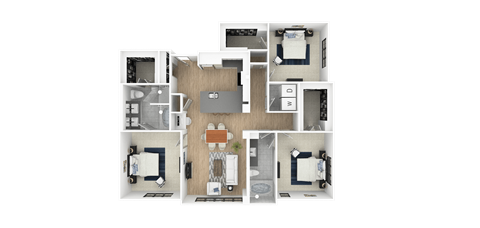 M 3 Bed, 2 Bath, 1,476 Sq.Ft. Floor Plan at Everra Midtown Park, Texas