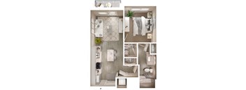 A1 Balcony Floor Plan at Walcott Jeffersonville, Jeffersonville, Indiana