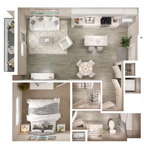 A3 Balcony Floor Plan at Walcott Jeffersonville, Jeffersonville, IN