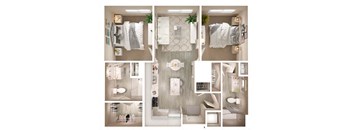 B1 Floor Plan at Walcott Jeffersonville, Jeffersonville, 47130