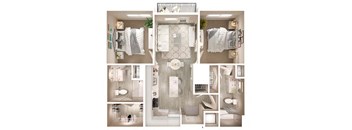 B1 Balcony Floor Plan at Walcott Jeffersonville, Indiana, 47130