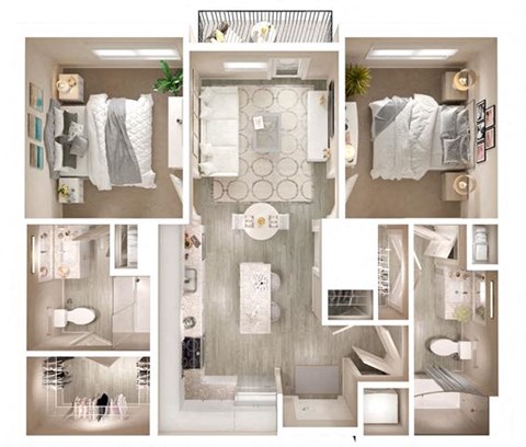 B1 Balcony Floor Plan at Walcott Jeffersonville, Indiana, 47130