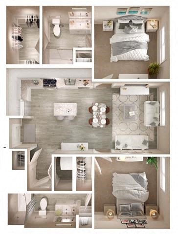 B2 Floor Plan at Walcott Jeffersonville, Jeffersonville, IN, 47130