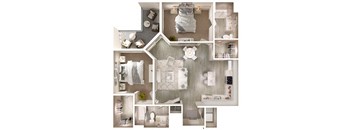 B3 Balcony Corner Floor Plan at Walcott Jeffersonville, Indiana, 47130