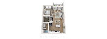 A1 floor plan 1 bed 1 bath