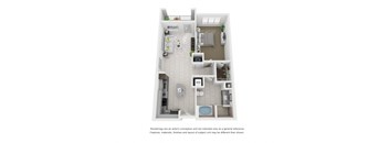 A2A 1 Bed 1 Bath 821 Sq.Ft. Floor Plan at Moda North Bay Village, North Bay Village, FL