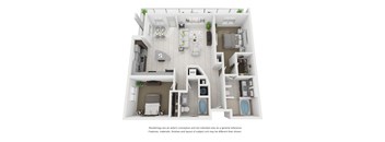 B2A 821 Sq.Ft. Floor Plan  at Moda North Bay Village, North Bay Village