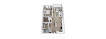 A1 floor plan 1 bed 1 bath