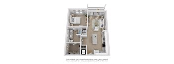 A2 floor plan 1 bed, 1 bath