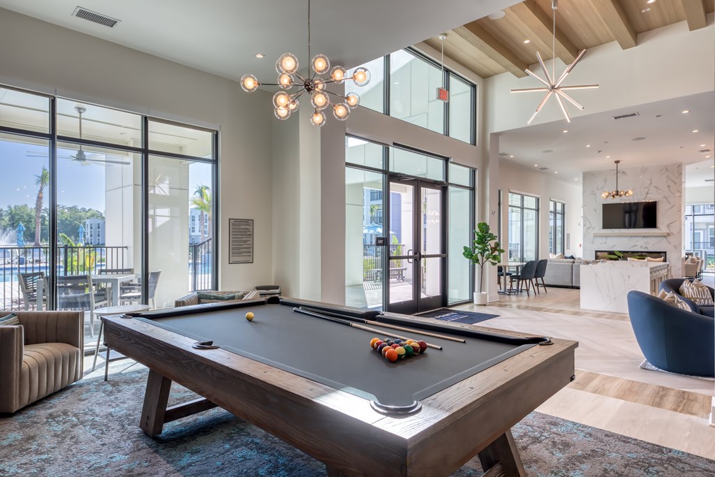 Resident lounge pool table.