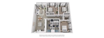 a 3d floor plan of a house with a bedroom and living room