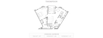 Thompson 2 Bed 2 Bath, 1,250 Sq.Ft. Floor Plan at Vickers Roswell, Roswell, Georgia
