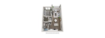 A1 floor plan 1 bed 1 bath