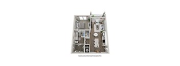 A2 floor plan 1 bed, 1 bath