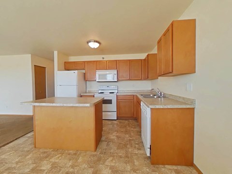 Kitchen at Olson Apartments, Tioga, North Dakota