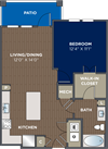 One bedroom, one bathroom One bedroom, one bathroom, 750 Sq.Ft. Floor Plan at Luma Headwaters, Orlando, FL, 32837