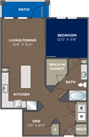 1 Bedroom 1 Bathroom 1 Bedroom 1 Bathroom, 846 Sq.Ft. Floor Plan at Luma Headwaters, Orlando, FL