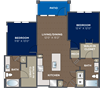 2 bedroom 2 bathroom 2 bedroom 2 bathroom, 1,074 Sq.Ft. Floor Plan at Luma Headwaters, Orlando