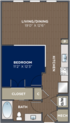 Studio, 2 bathroom Studio, 2 bathroom, 636 Sq.Ft. Floor Plan at Luma Headwaters, Orlando, 32837