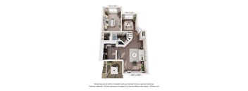 A floor plan of a house with a kitchen, living room, bedrooms and bathrooms.