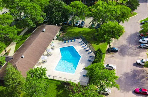 Swimming pool in a parking lot