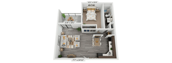 Mandalane 1A - 1 bed 1 bath - floor plan