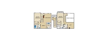 A floor plan of a two bedroom apartment.