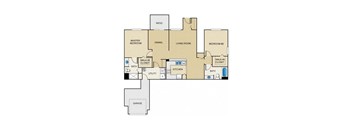 A floor plan of a house with a garage.