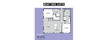 A floor plan for Bent Tree Lofts shows a 2 Bedroom, 2 Bath unit with a living area of 151 square feet.