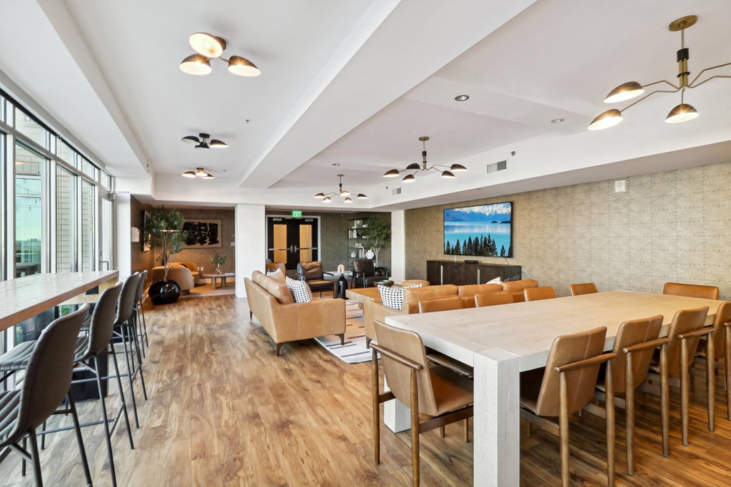 the interior of a restaurant with tables and chairs at The Zenith, Maryland, 21201