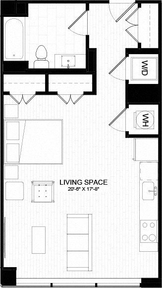 0A-1 Floor Plan at The Oxford Apartments, Oxon Hill, MD