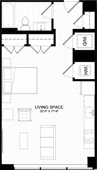 0A Floor Plan at The Oxford Apartments, Oxon Hill, MD 20745