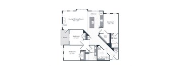 a floor plan of a bedroom floor plan with a bathroom and a living room