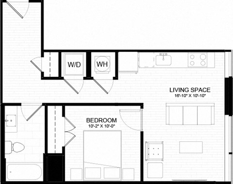 1A-1 Floor Plan at The Oxford Apartments, Maryland, 20745