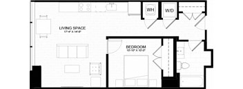 1A Floor Plan at The Oxford Apartments, Maryland