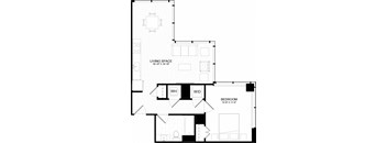1D Floor Plan at The Oxford Apartments, Oxon Hill