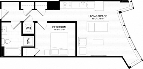 1E-1 Floor Plan at The Oxford Apartments, Maryland, 20745